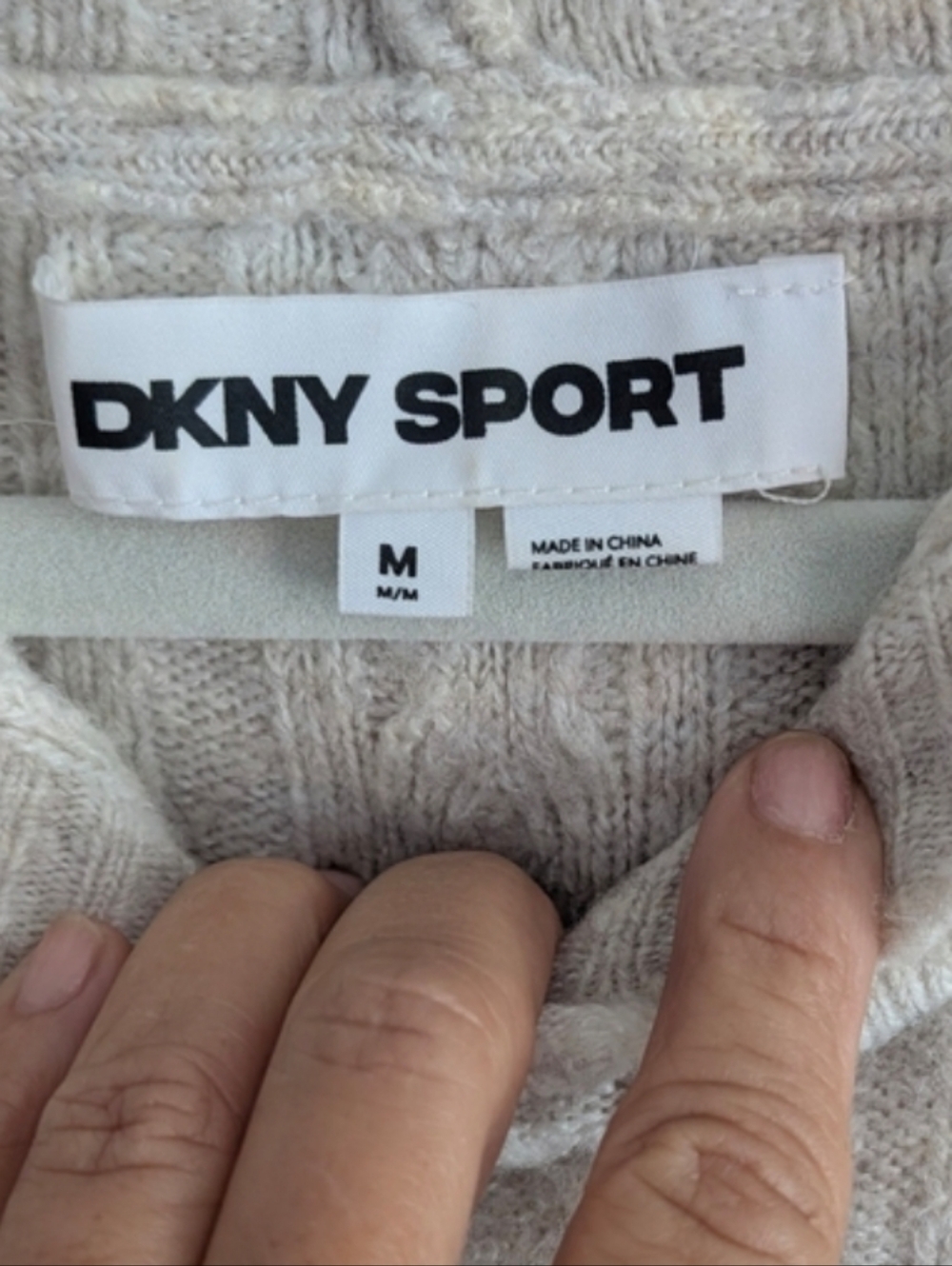 DKNY Sport Oversized Hoodie Chunky Sweater Cable Knit Cozy  MEDIUM - Picture 9 of 13